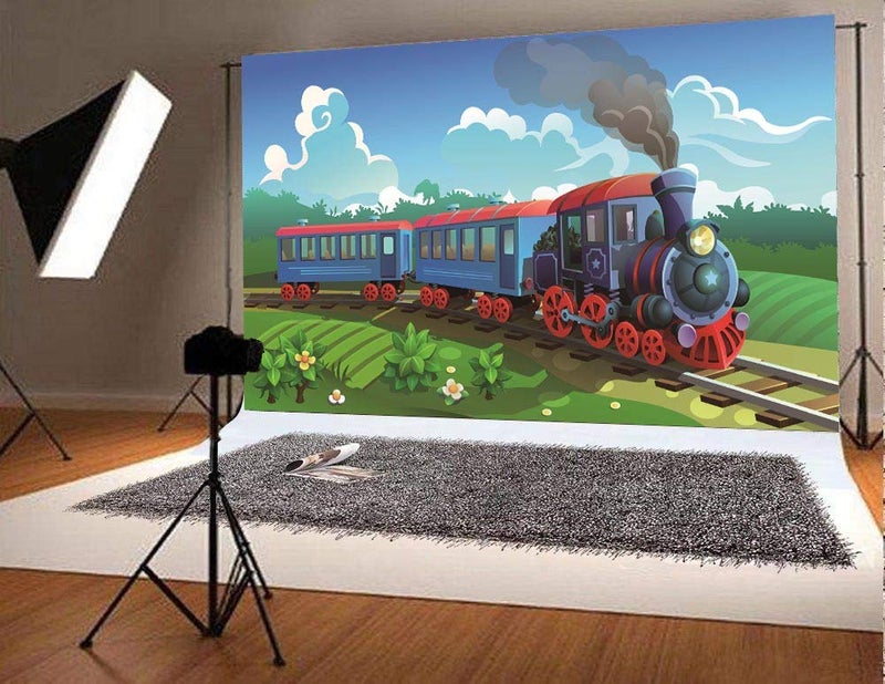 GYA 7x5ft Stream Train Party Theme Backdrop for Photography Christams Train Background Children Birthday Party Adventure Family Kids Portrait Gathering Photography - Image 5